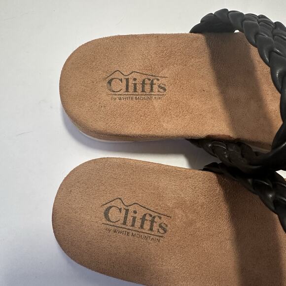Black Double Braid Strap Sandals US 8.5 Comfort Cliffs By White Mountain - Picture 5 of 6
